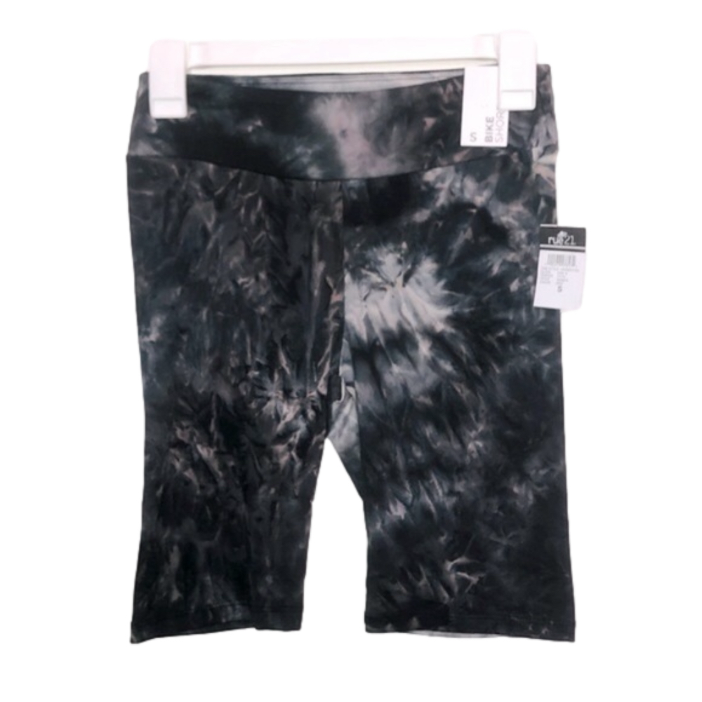 RUE21 Black & Gray Tie-Dye Bike Shorts